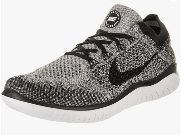Nike Men\'s Free Run Flyknit 2018 Running Shoes, White White Black 101, 8 main image 6